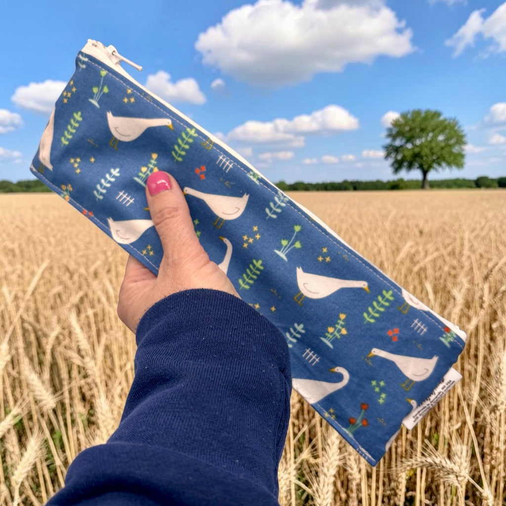 Regular Sized Reusable Straw/Utensil Wet Bag Geese