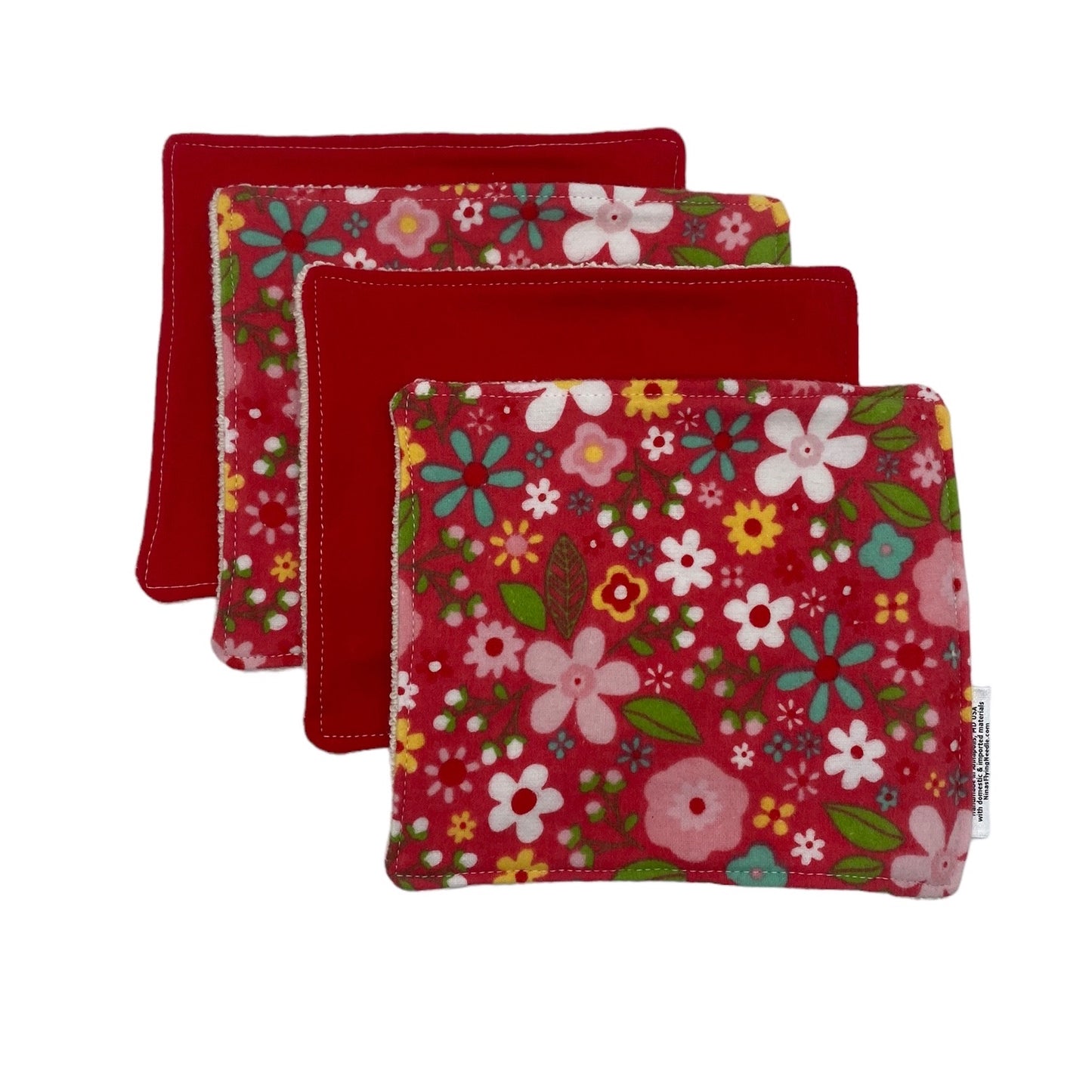 Wash Cloths - Minis - Florals and Solid Red