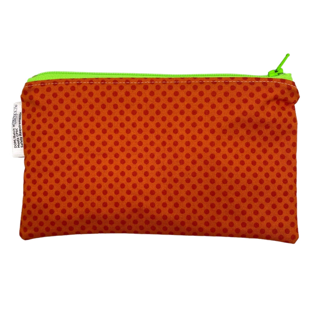 Knick Knack Sized Reusable Zippered Bag Polka Dots on Orange