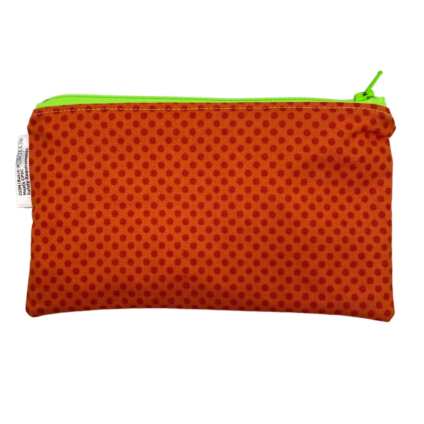 Knick Knack Sized Reusable Zippered Bag Polka Dots on Orange