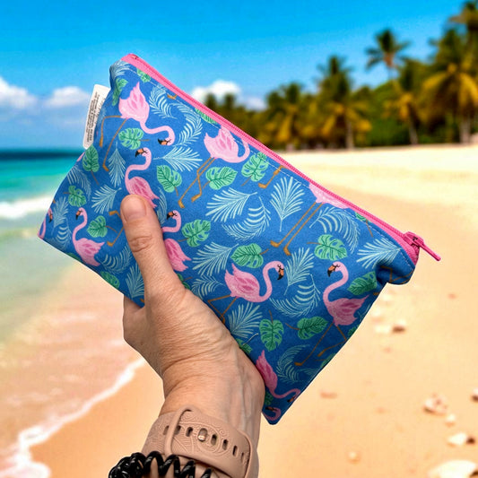 Snack Sized Reusable Zippered Bag Flamingos