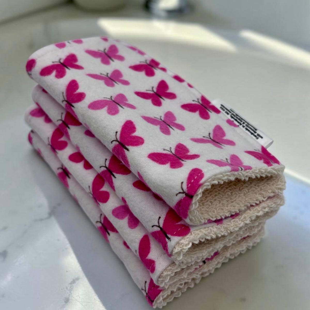 Wash Cloths - Minis - Butterflies - Pink