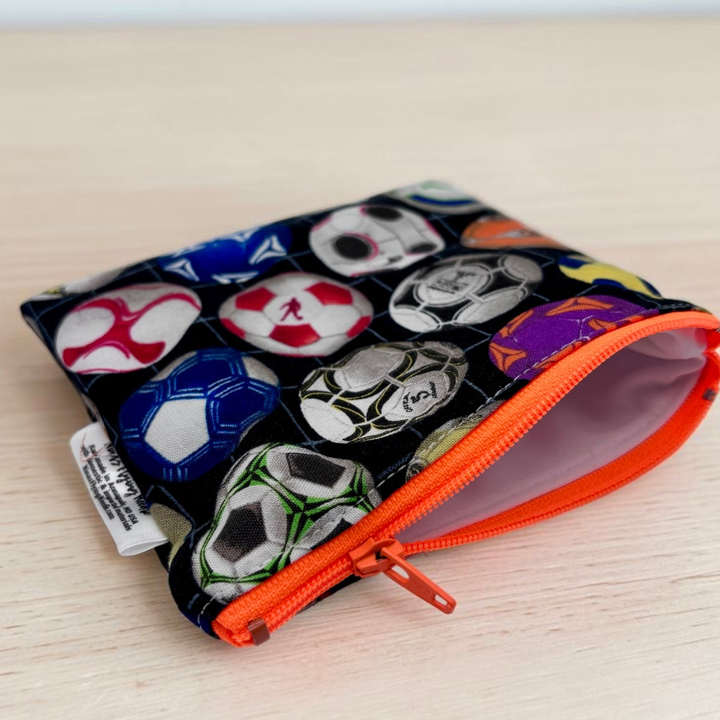 Toddler Sized Reusable Zippered Bag Soccer Neon