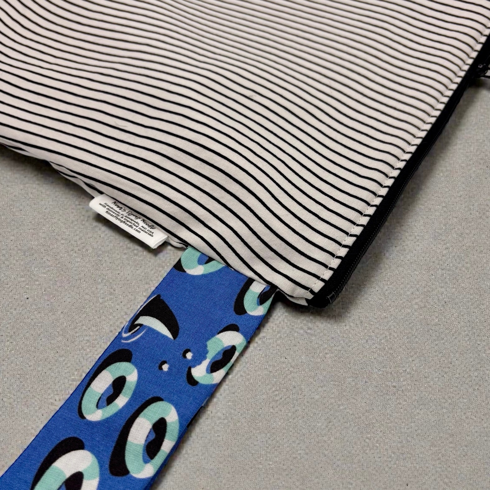 Large Wet Bag with Handle Florals on Navy