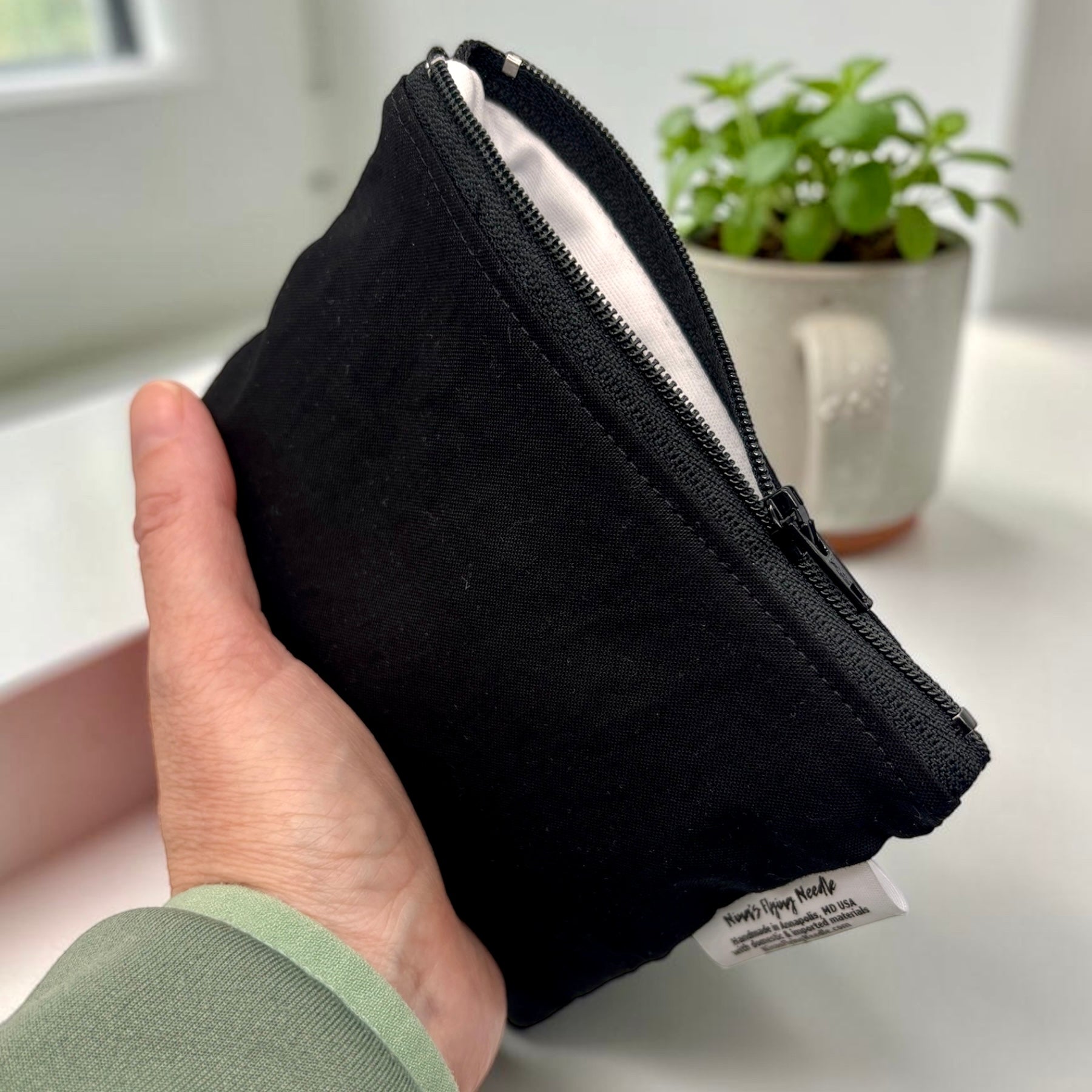 Toddler Sized Reusable Zippered Bag Black Solid