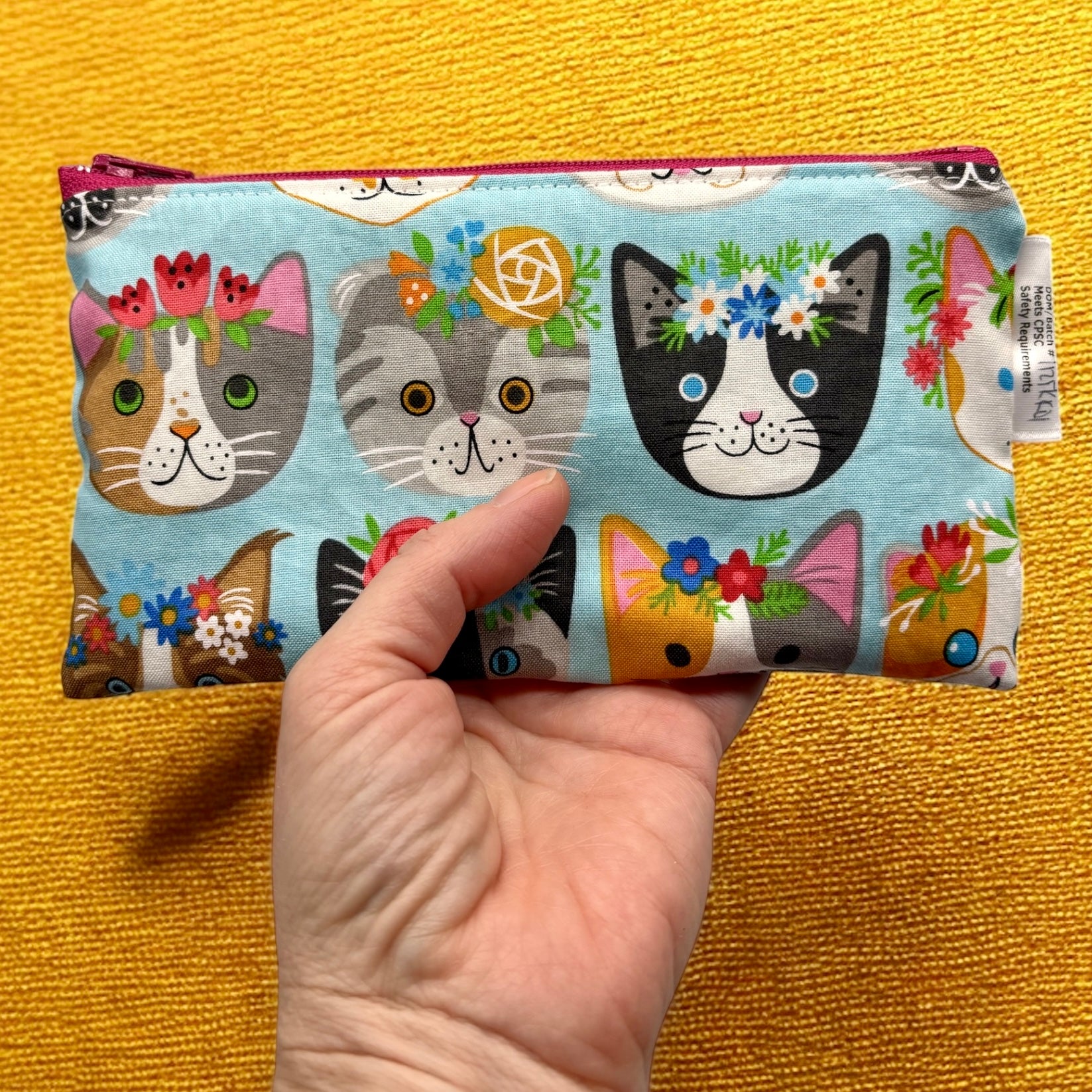 Knick Knack Sized Reusable Zippered Bag Cat Faces