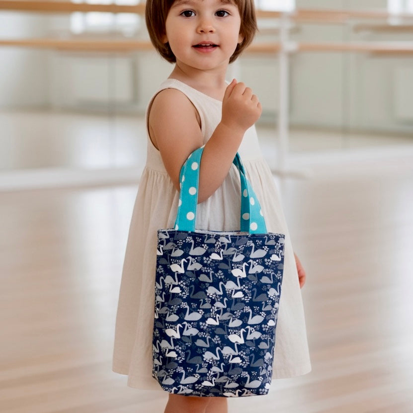 Toddler Sized Reversible Tote Ballerina Print