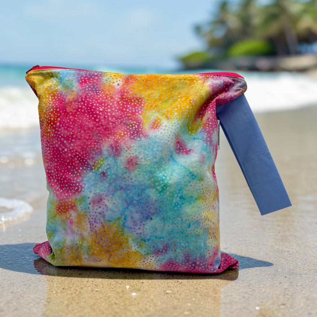 Large Wet Bag with Handle Tie Dye Polka Dots