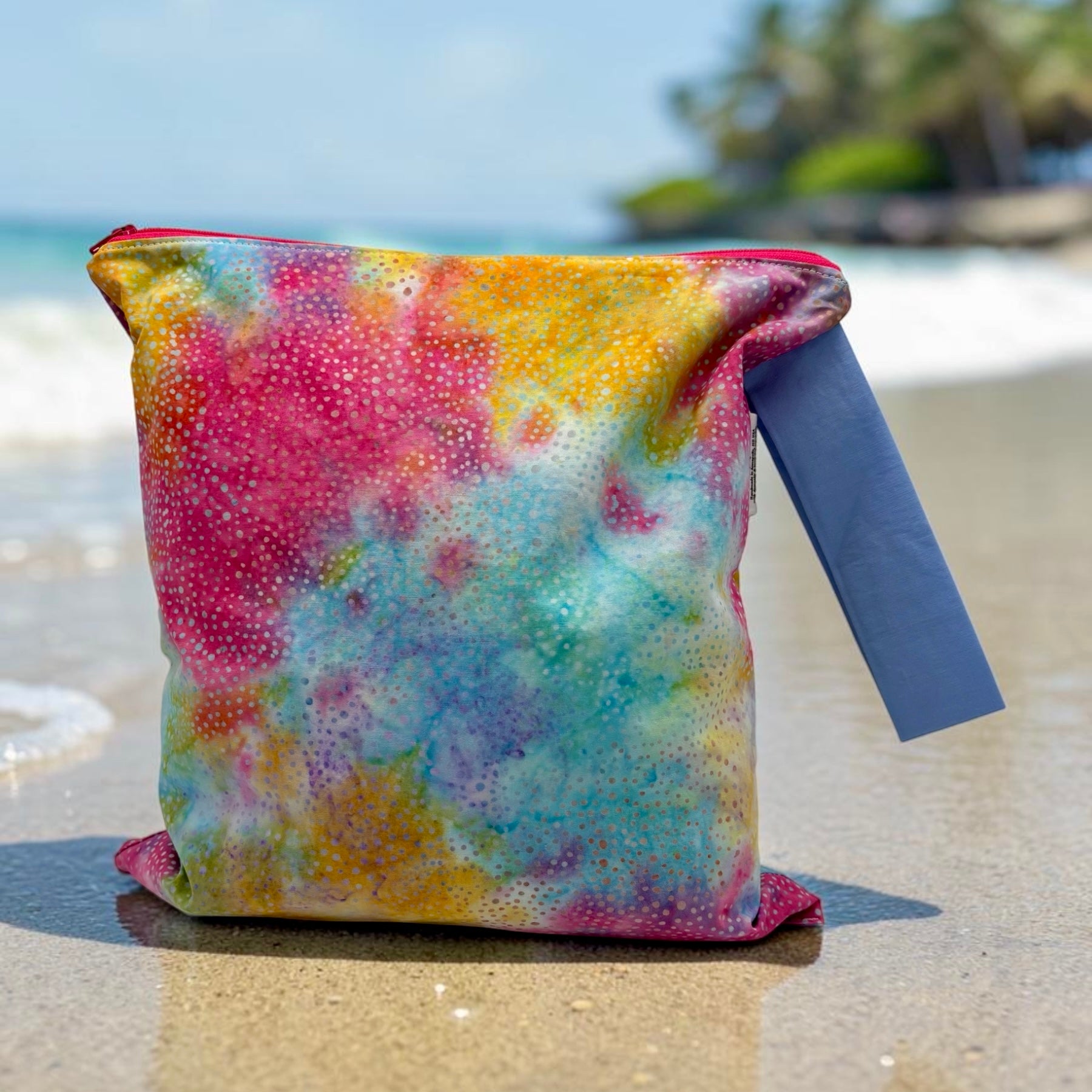 Large Wet Bag with Handle Tie Dye Polka Dots