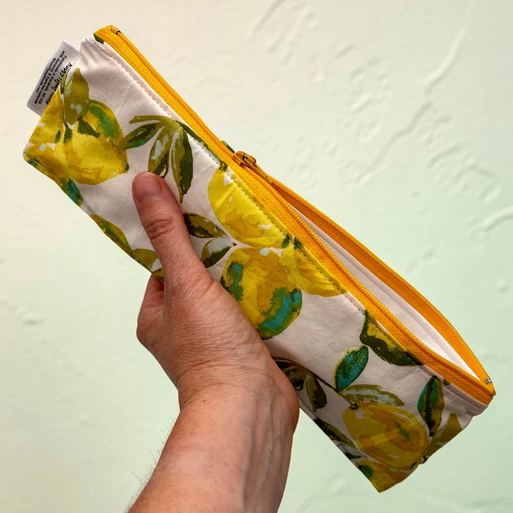 Regular Sized Reusable Straw/Utensil Wet Bag Lemons