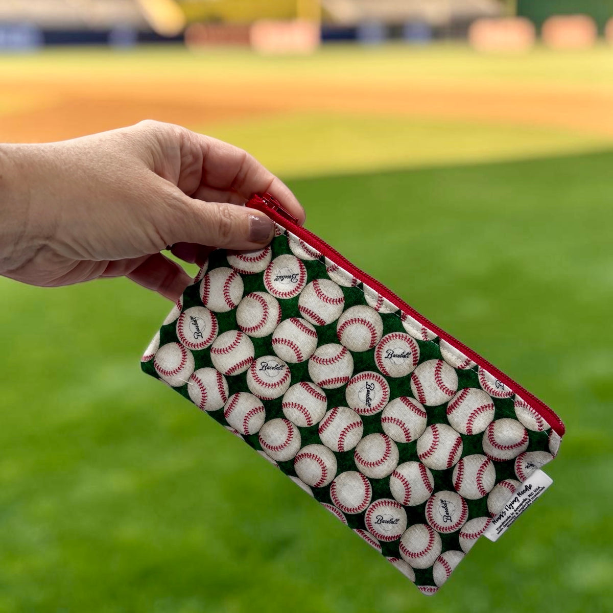 Knick Knack Sized Reusable Zippered Bag Baseball