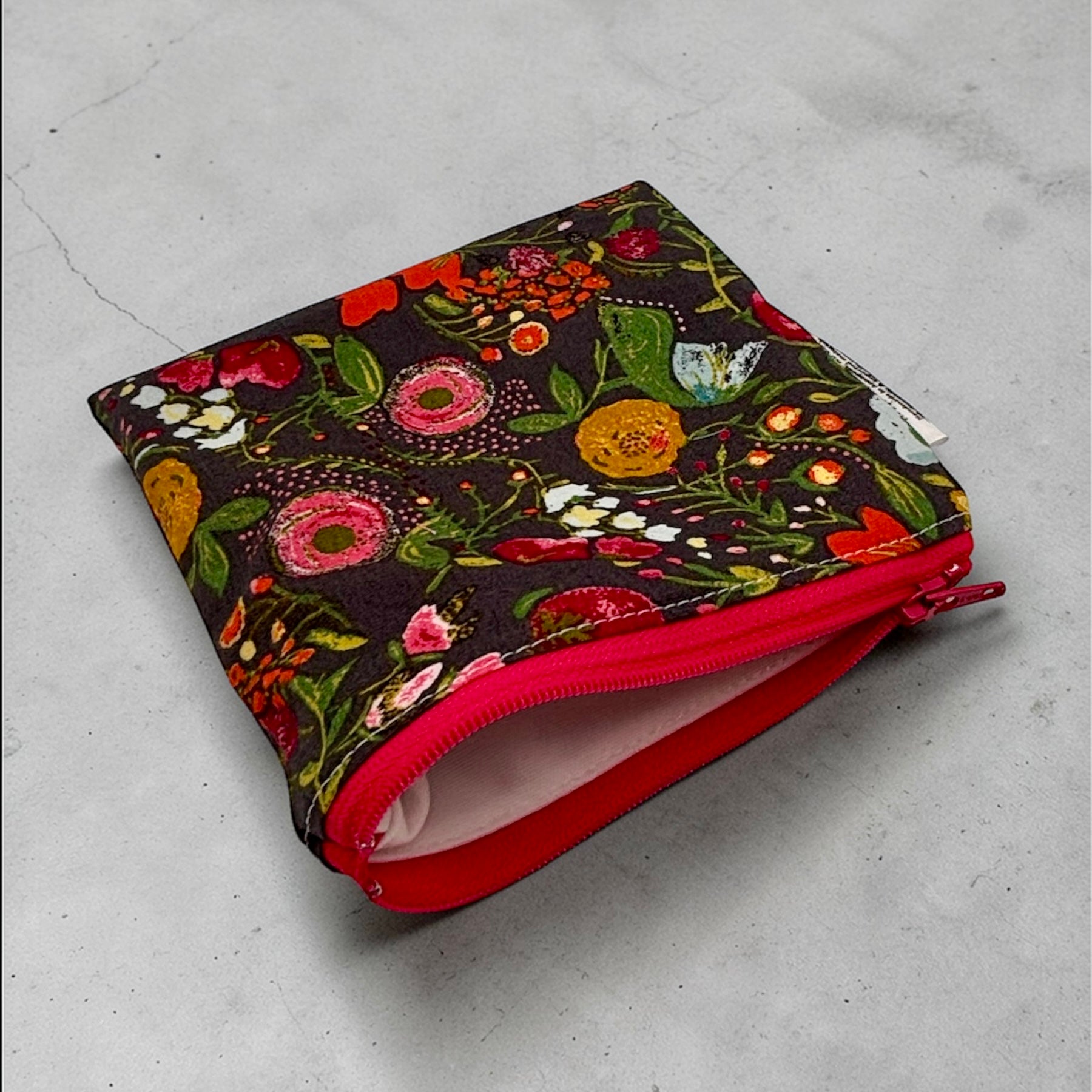 Toddler Sized Reusable Zippered Bag Floral on Gray