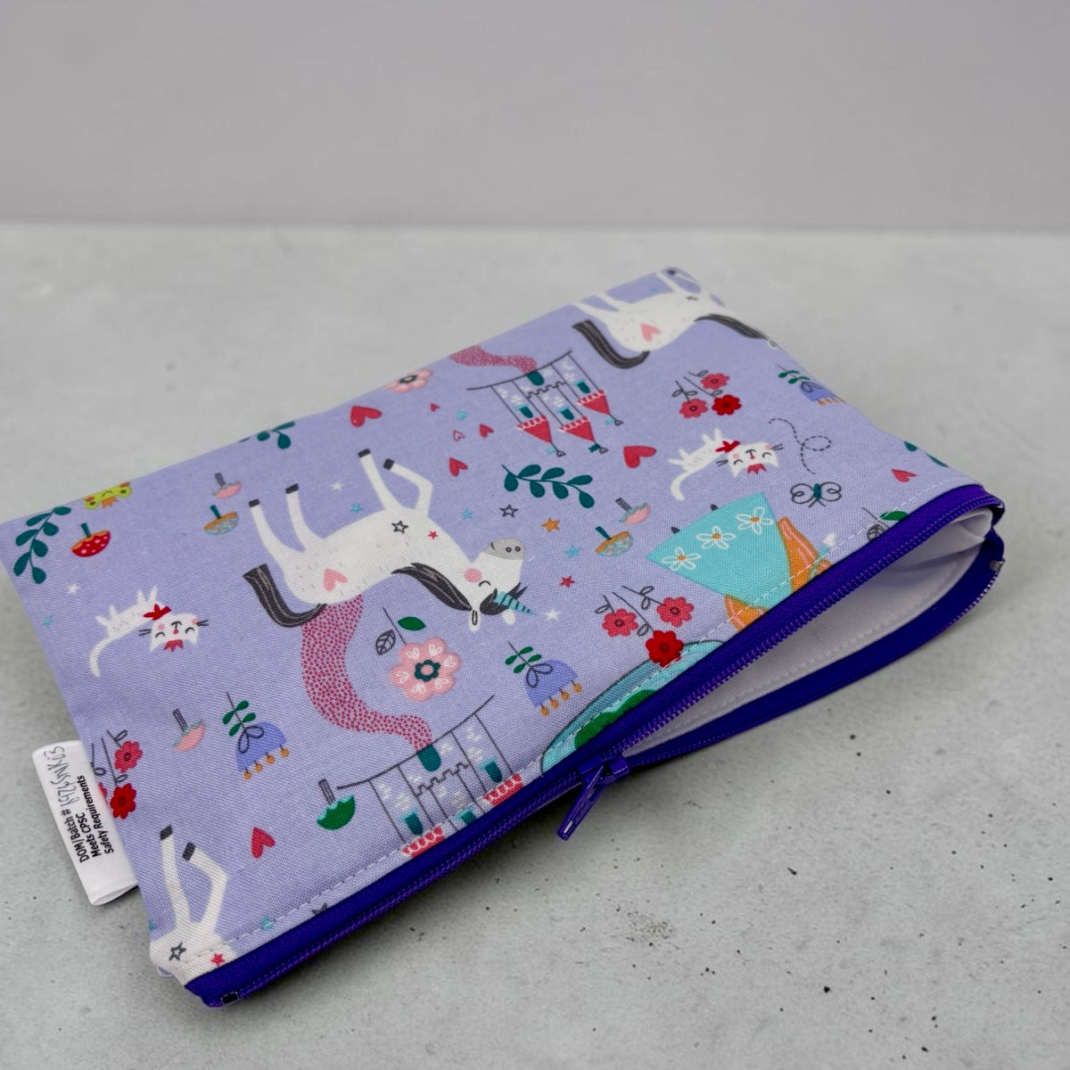 Snack Sized Reusable Zippered Bag Unicorns and Princesses and Castles