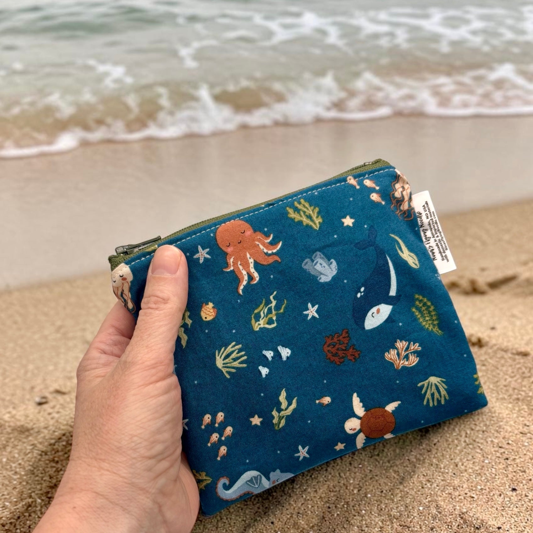 Toddler Sized Reusable Zippered Bag Ocean Animals