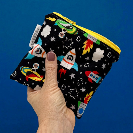 Toddler Sized Reusable Zippered Bag Rockets