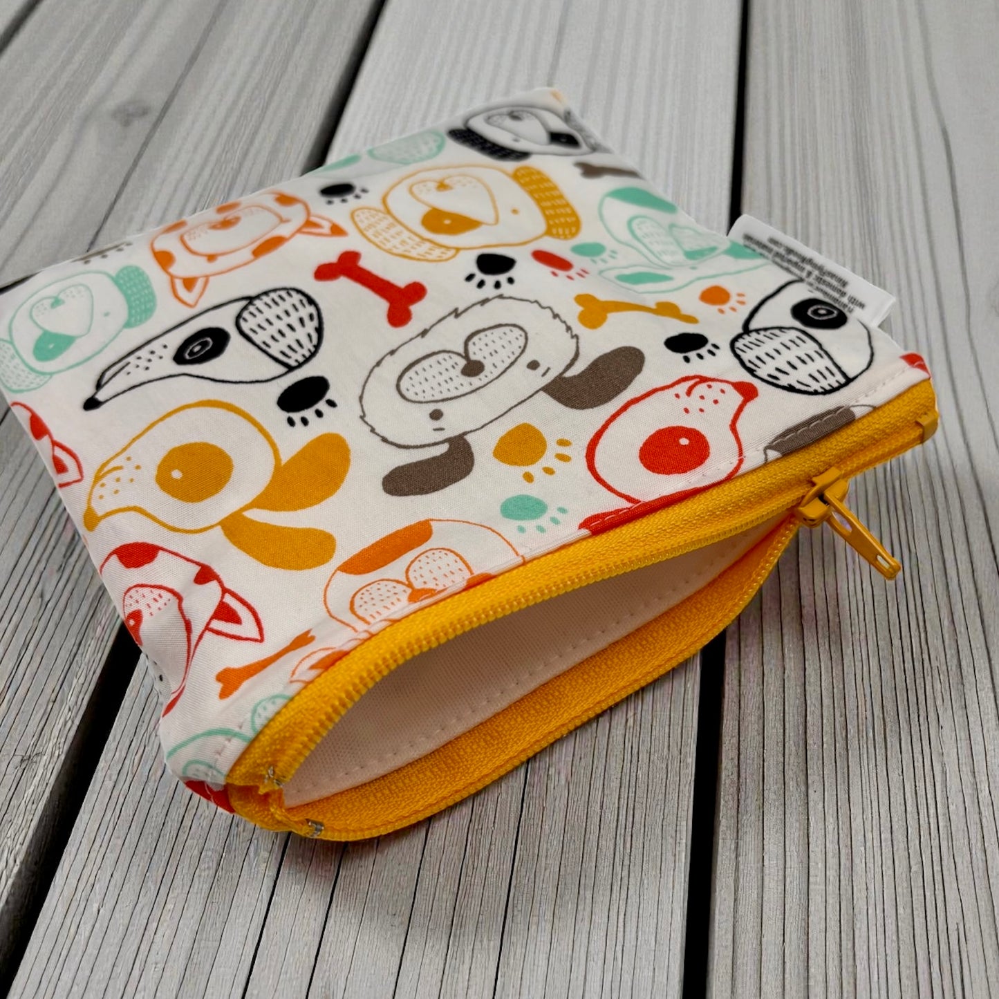 Toddler Sized Reusable Zippered Bag Dogs Colorful