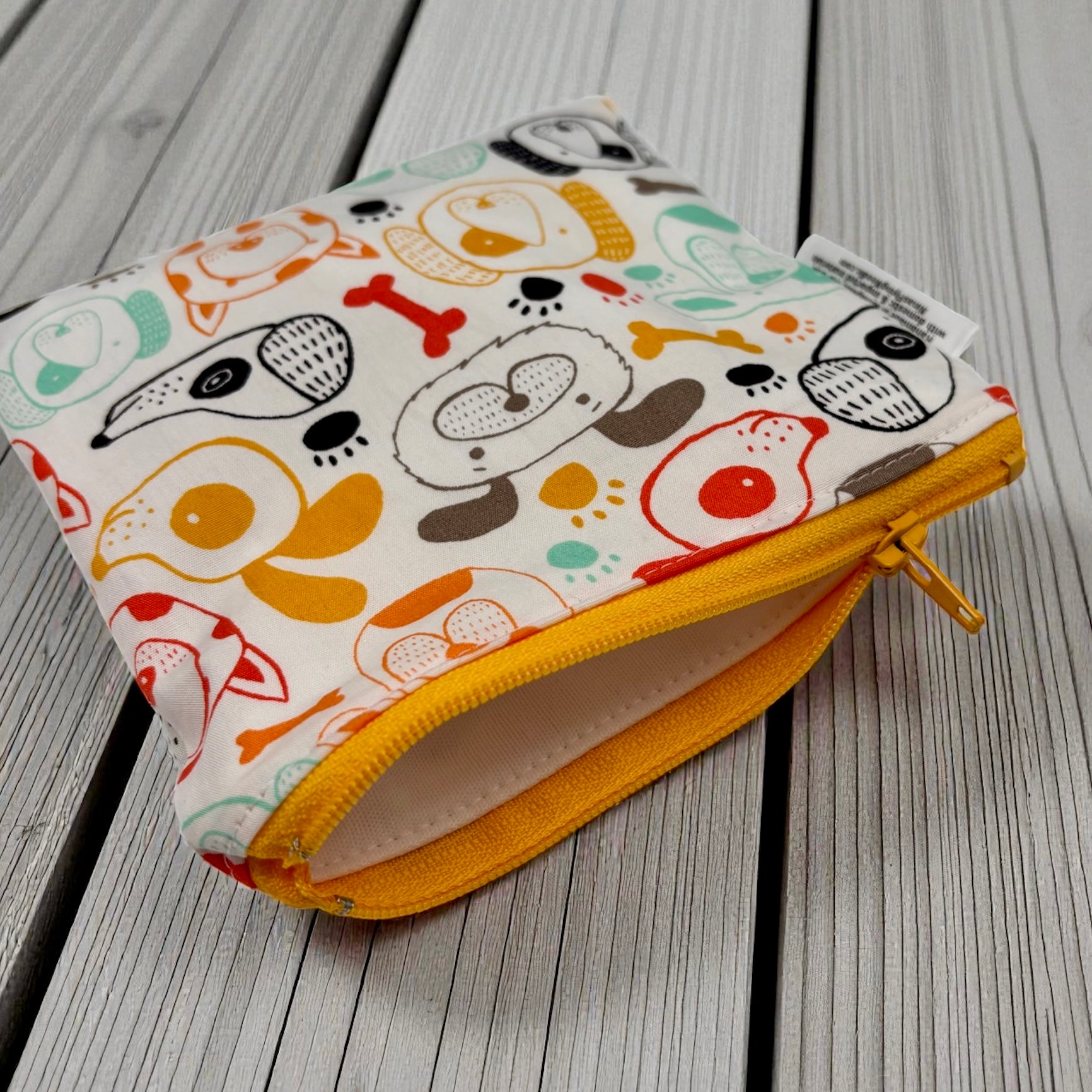 Toddler Sized Reusable Zippered Bag Dogs Colorful