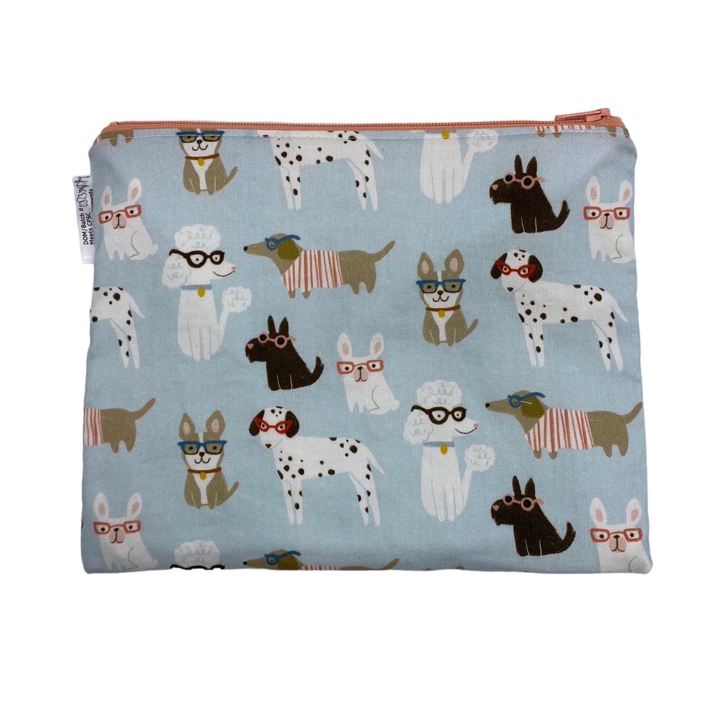 Sandwich Sized Reusable Zippered Bag Dogs with Glasses