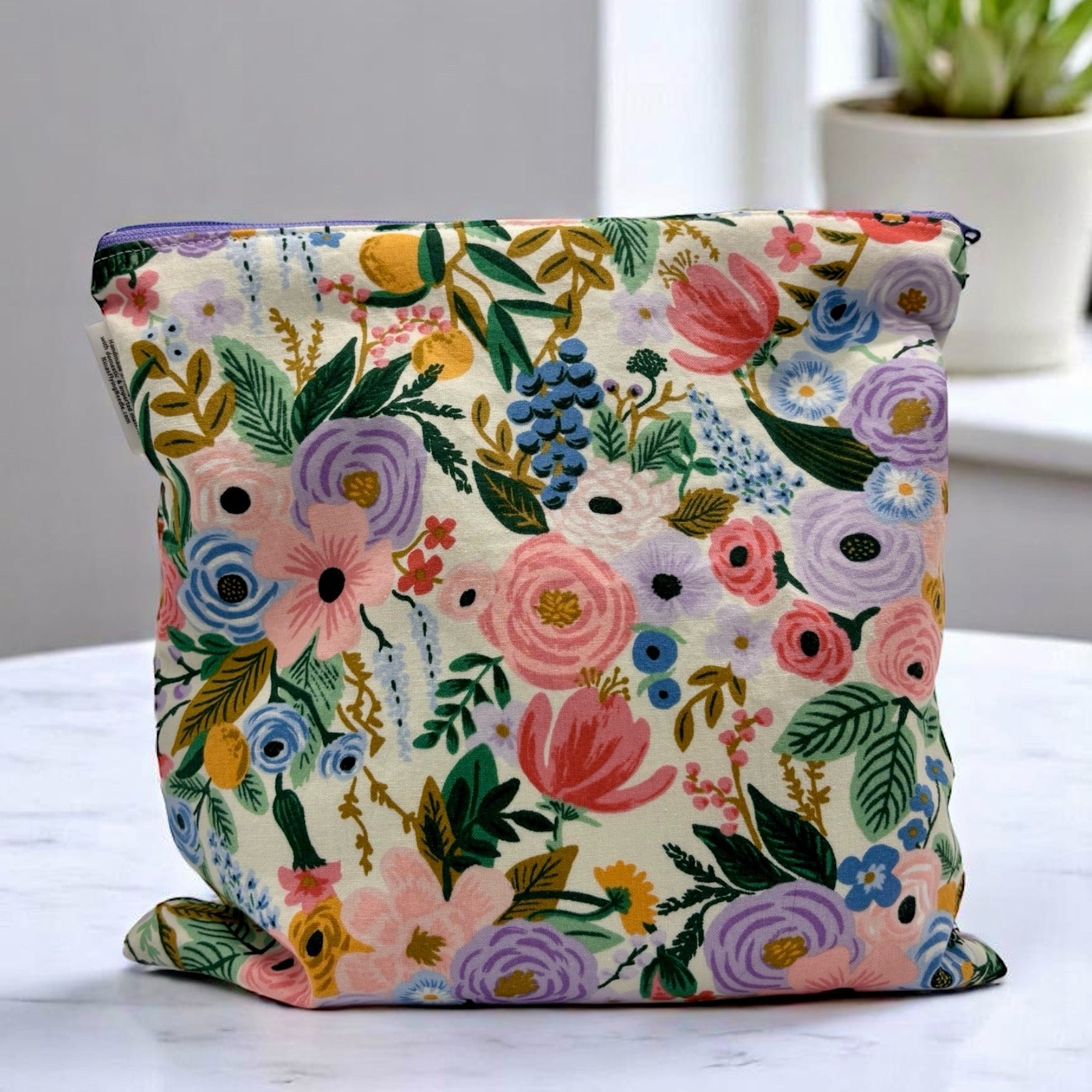 Gallon Sized Reusable Zippered Bag Floral Pastels