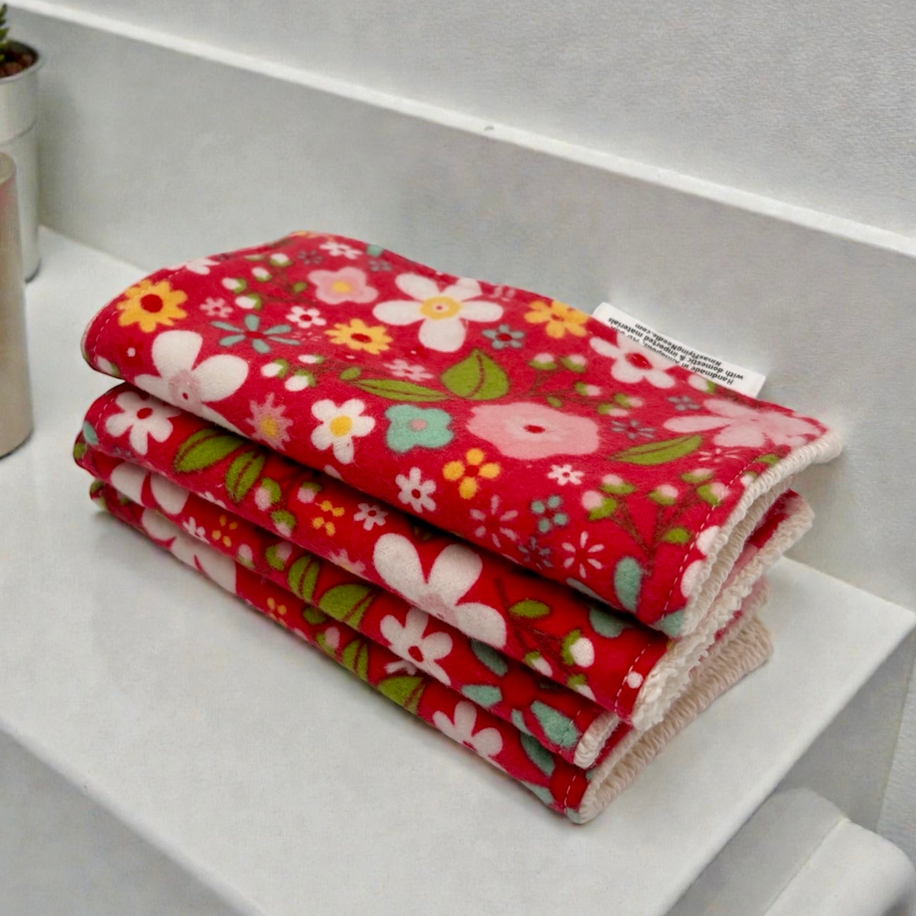 Wash Cloths - Minis - Florals and Solid Red