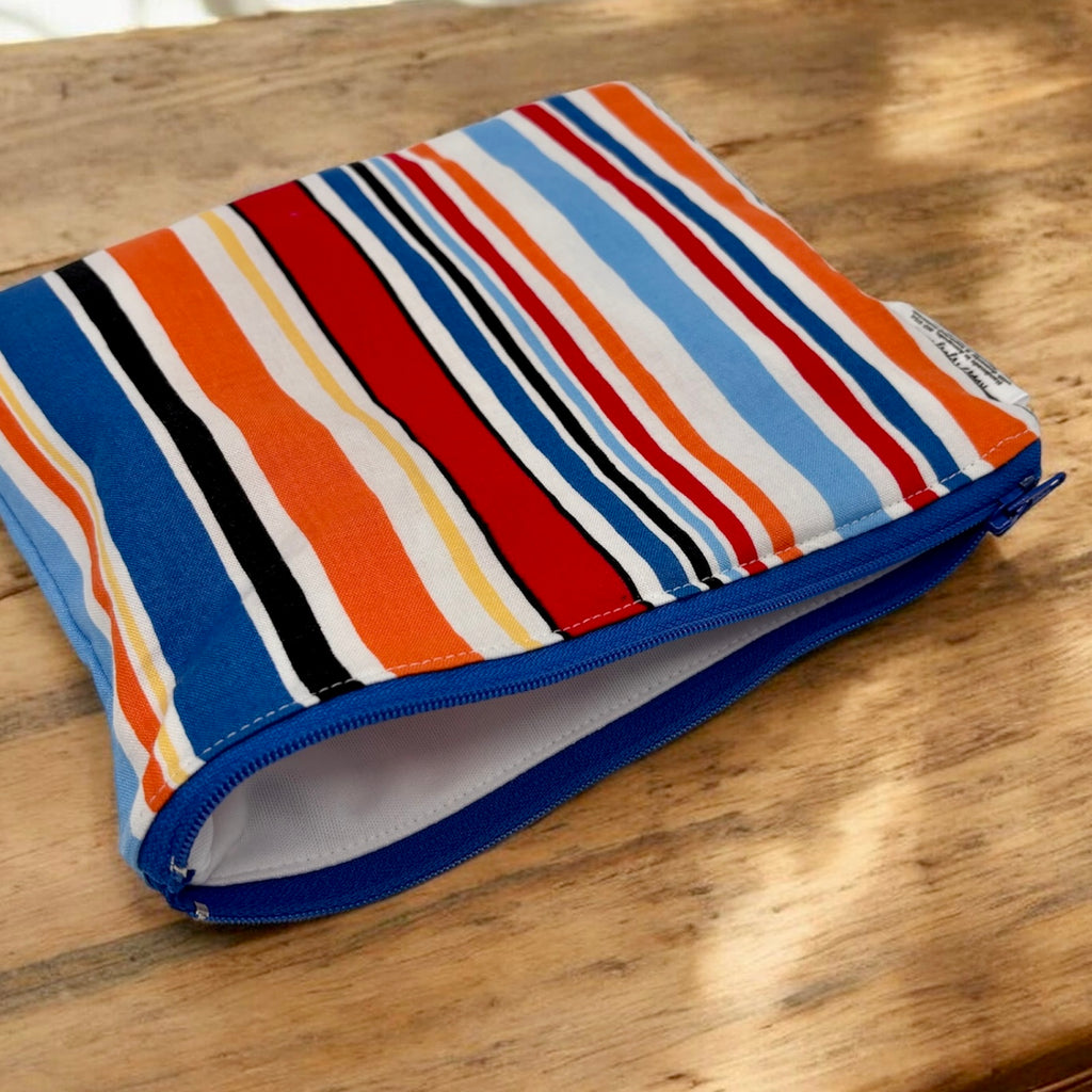 Sandwich Sized Reusable Zippered Bag Stripes Colorful