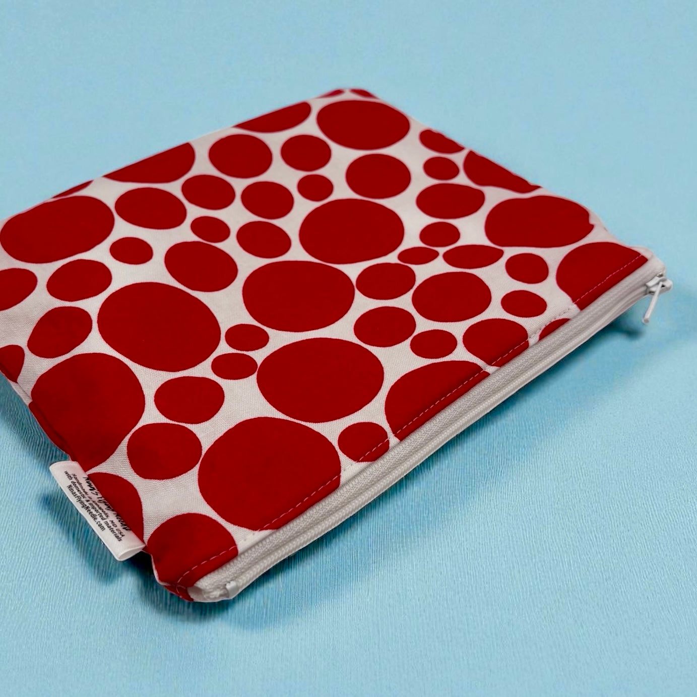 Sandwich Sized Reusable Zippered Bag Polka Dots Red