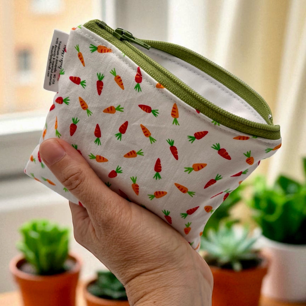 Toddler Sized Reusable Zippered Bag Carrots