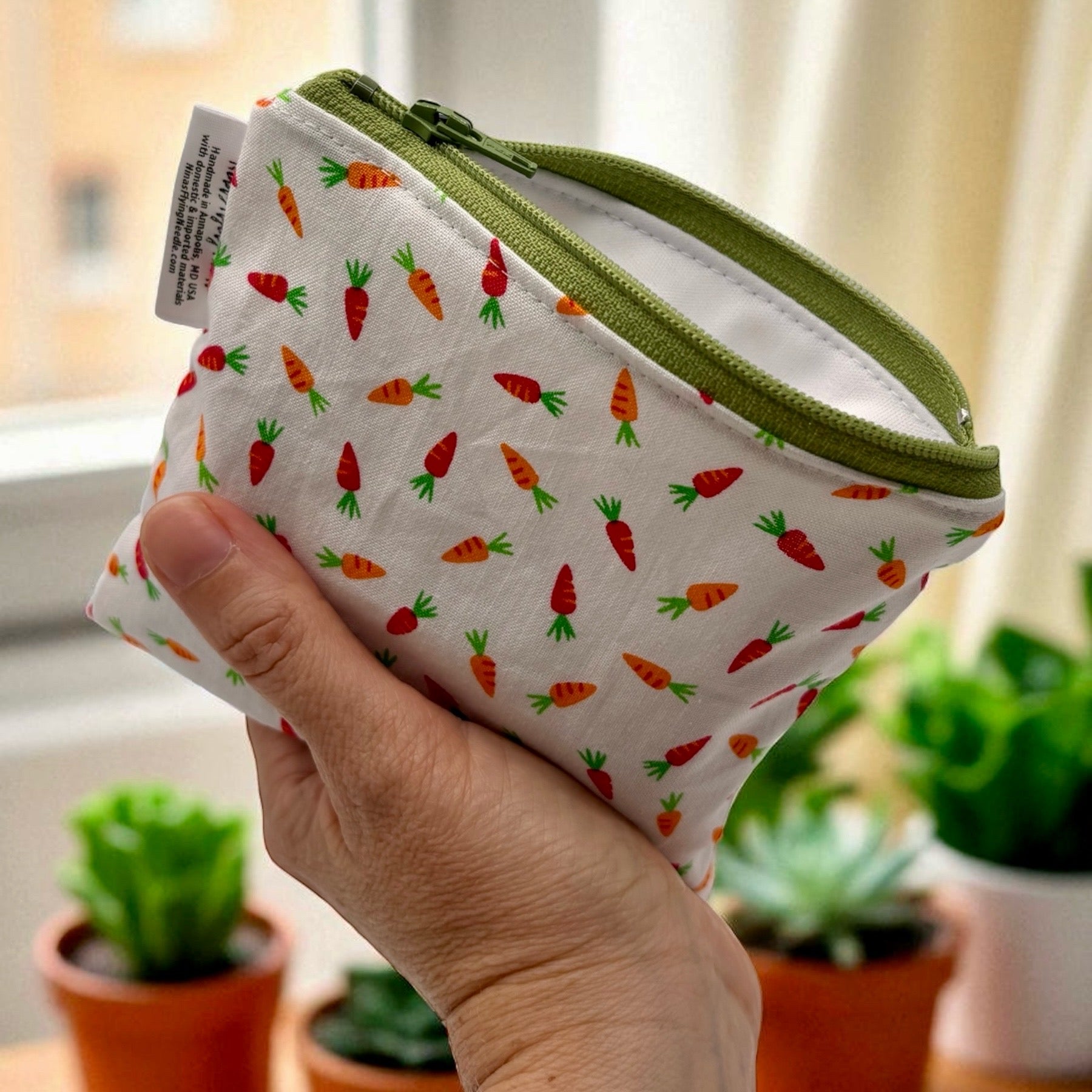 Toddler Sized Reusable Zippered Bag Carrots