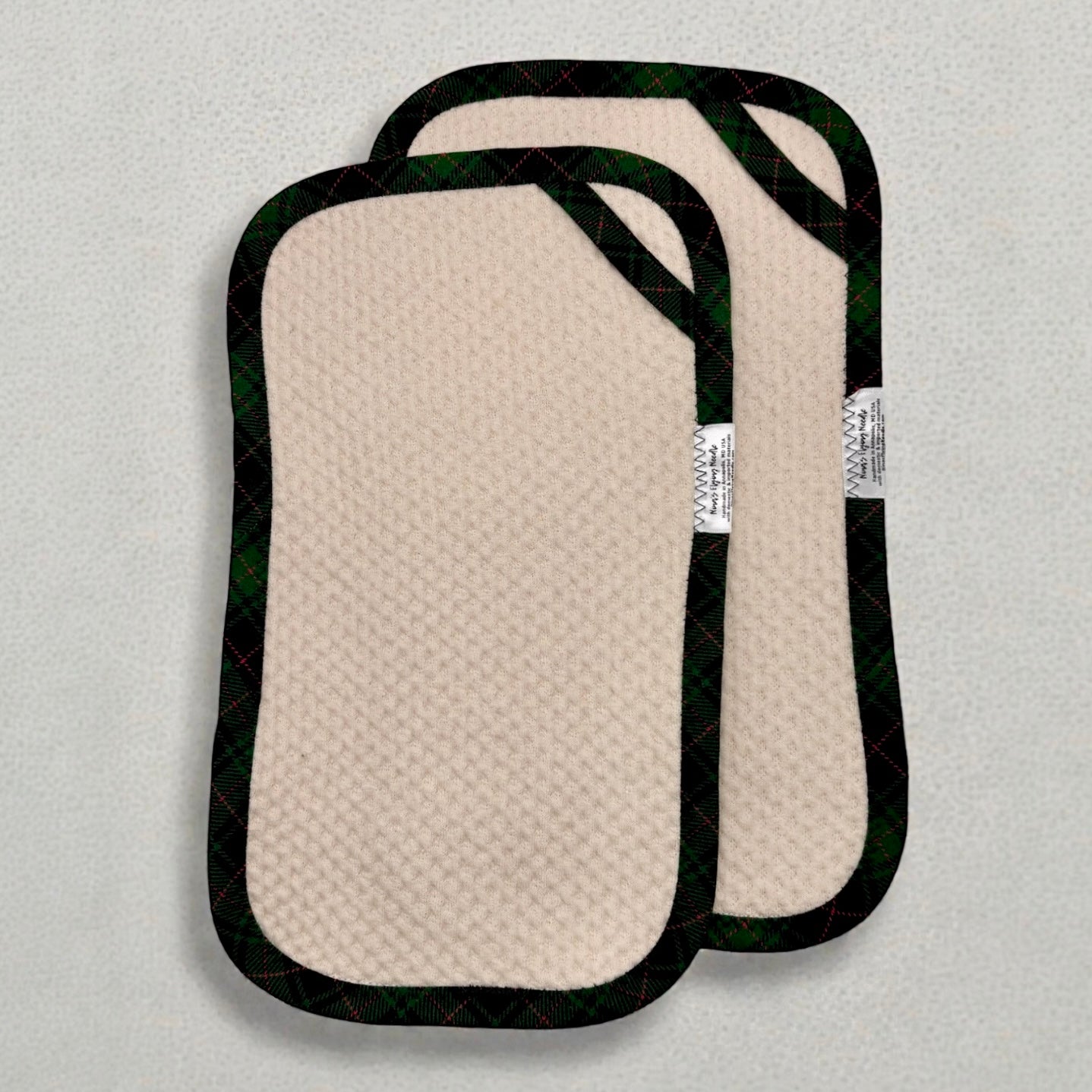 Set of 2 Reusable STANDARD Paper Towels - Plaid Black Green Red