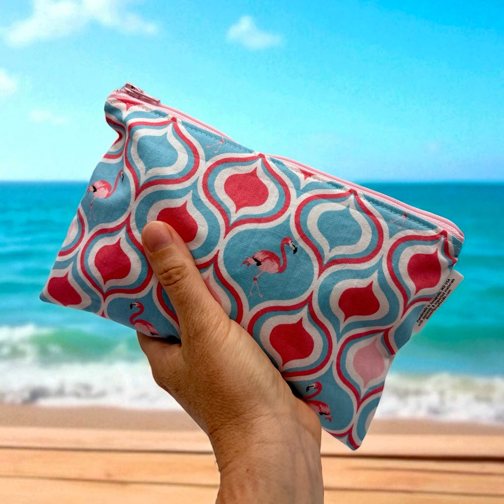 Snack Sized Reusable Zippered Bag Flamingos