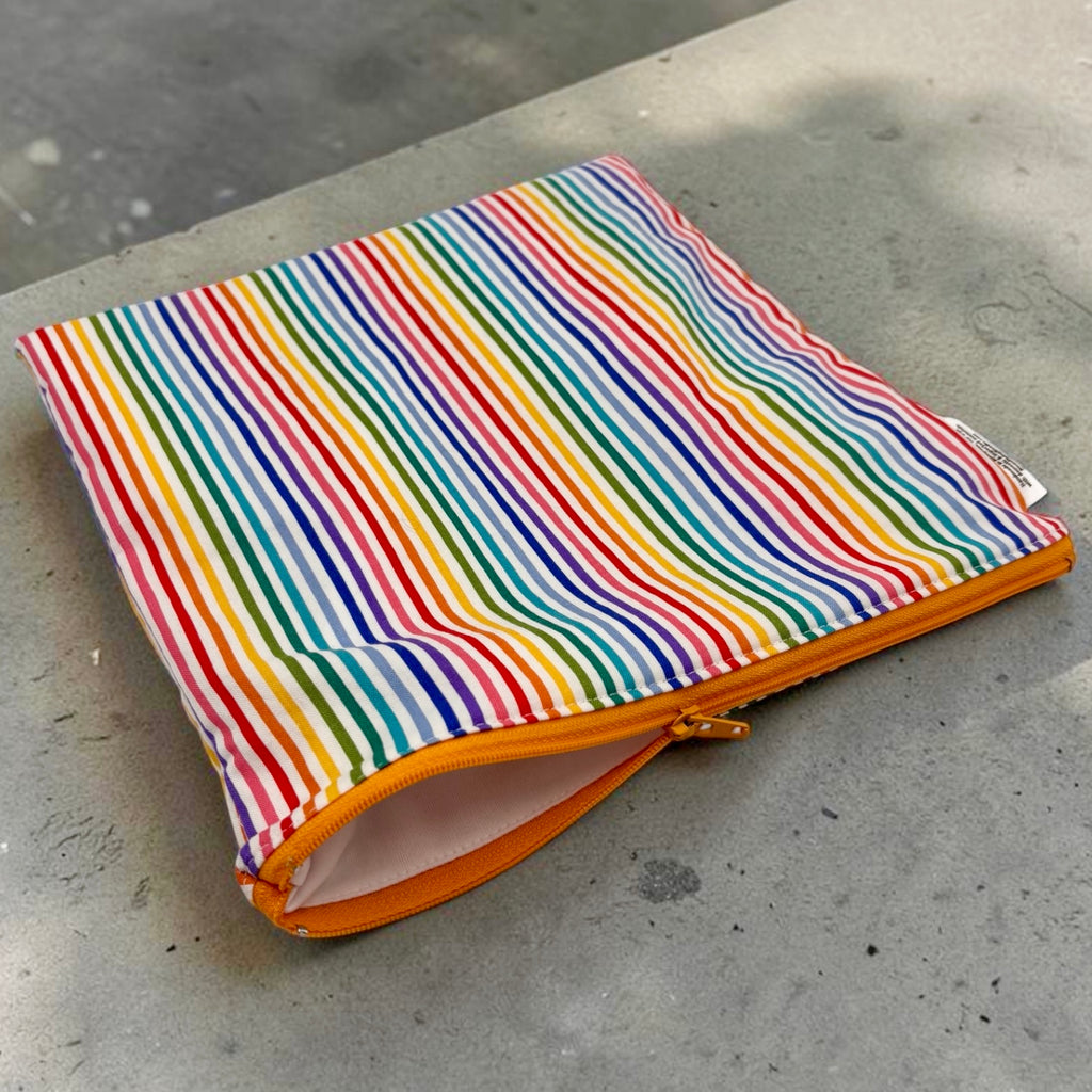 Gallon Sized Reusable Zippered Bag Stripes Rainbow