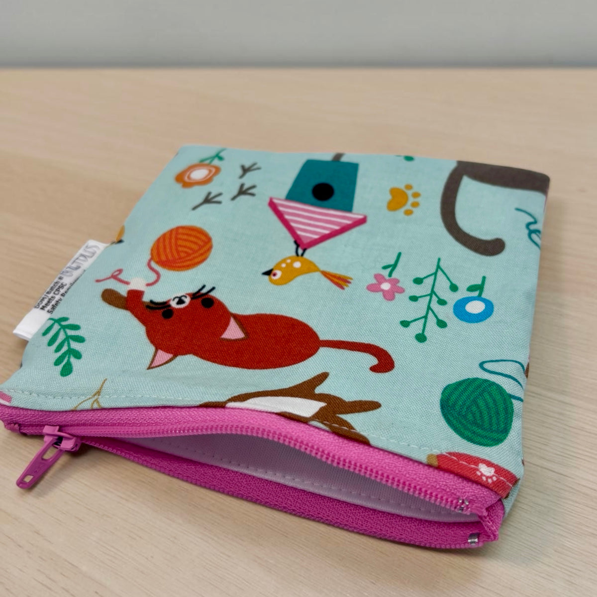 Toddler Sized Reusable Zippered Bag Cats Playing