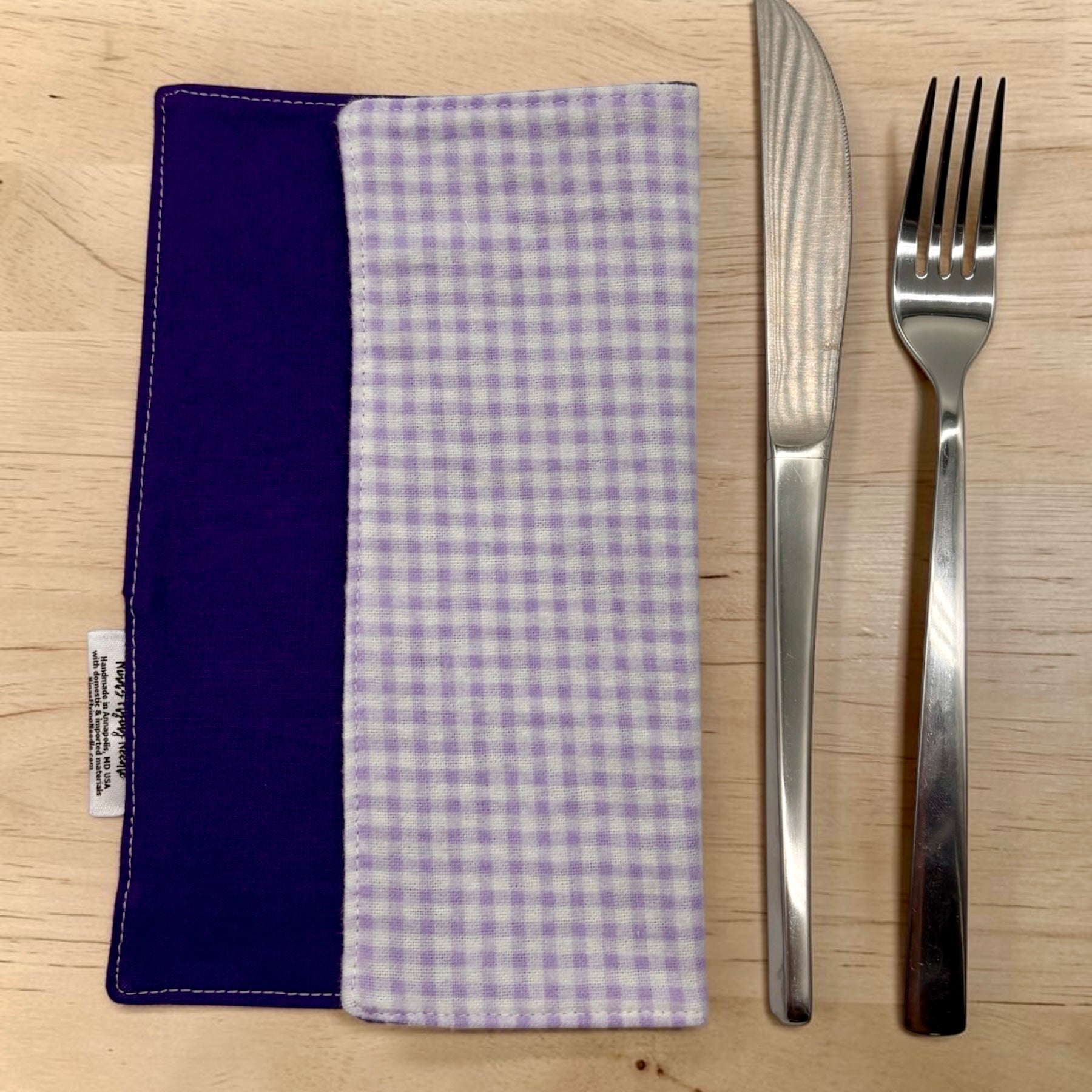 Reusable Napkins - Gingham Purple