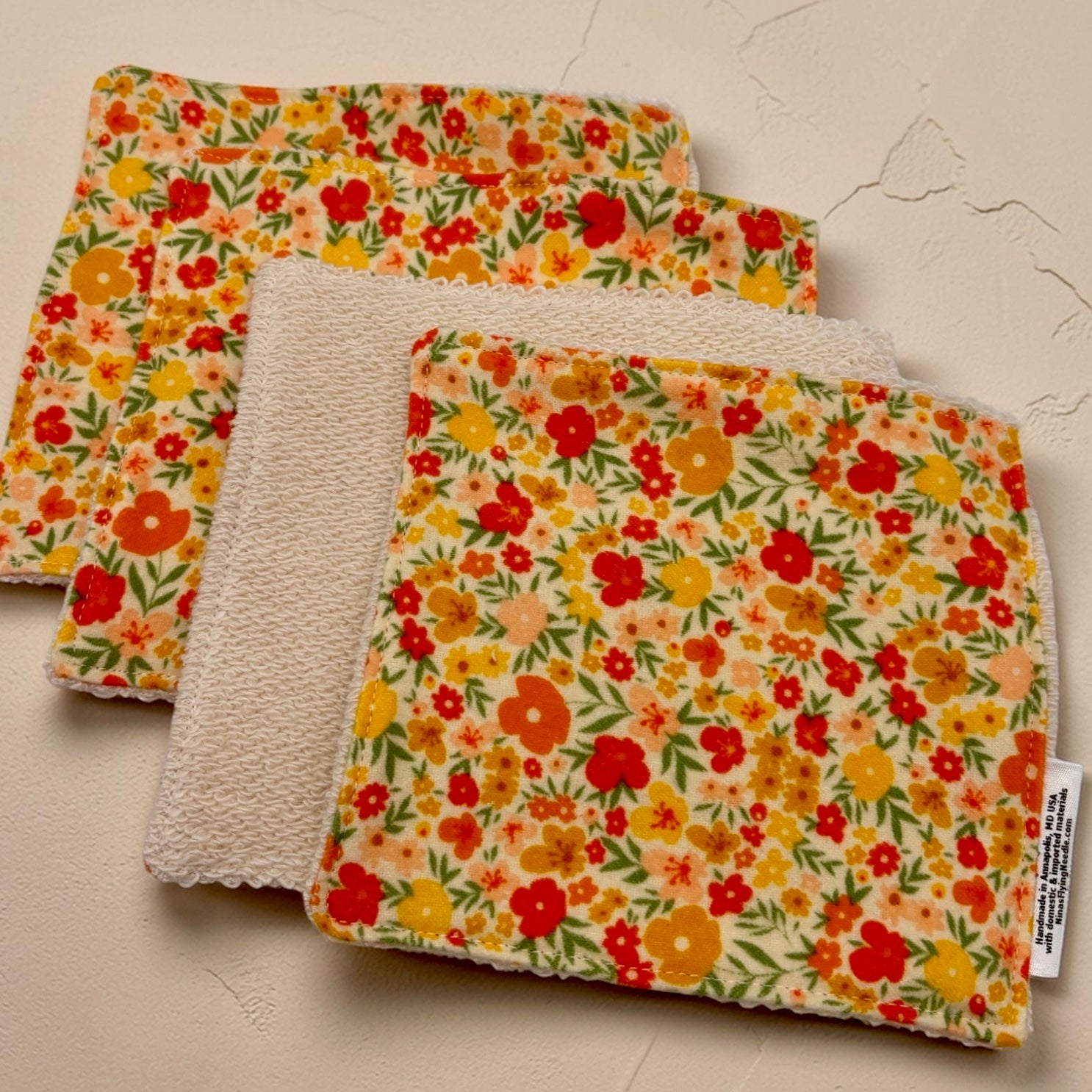 Wash Cloths - Minis - Floral on Yellow