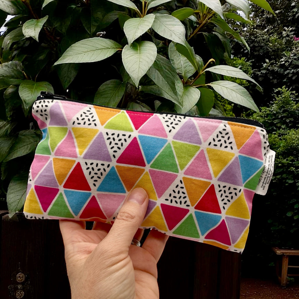 Knick Knack Sized Reusable Zippered Bag Funky Triangles