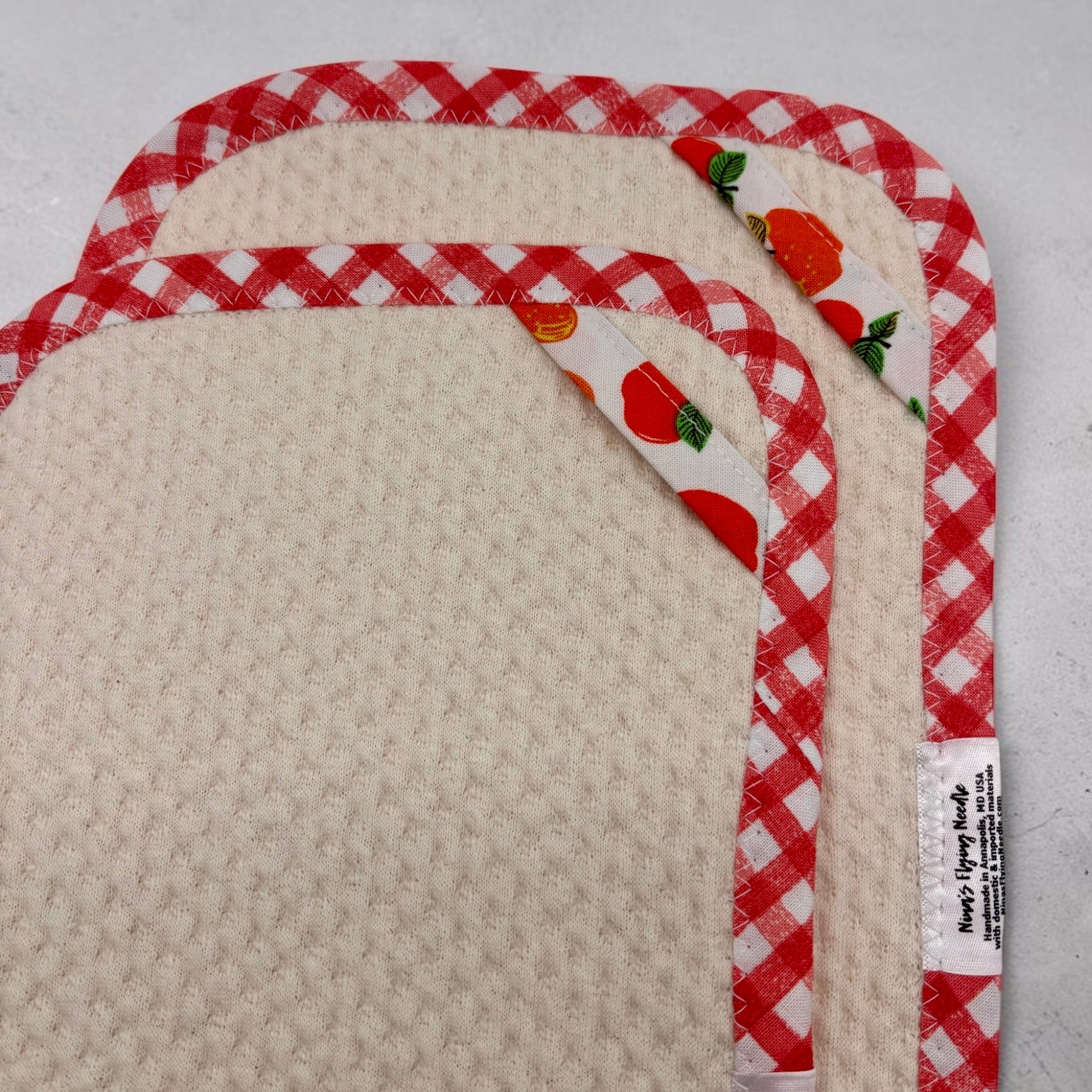 Set of 2 Reusable STANDARD Paper Towels - Red and White Gingham