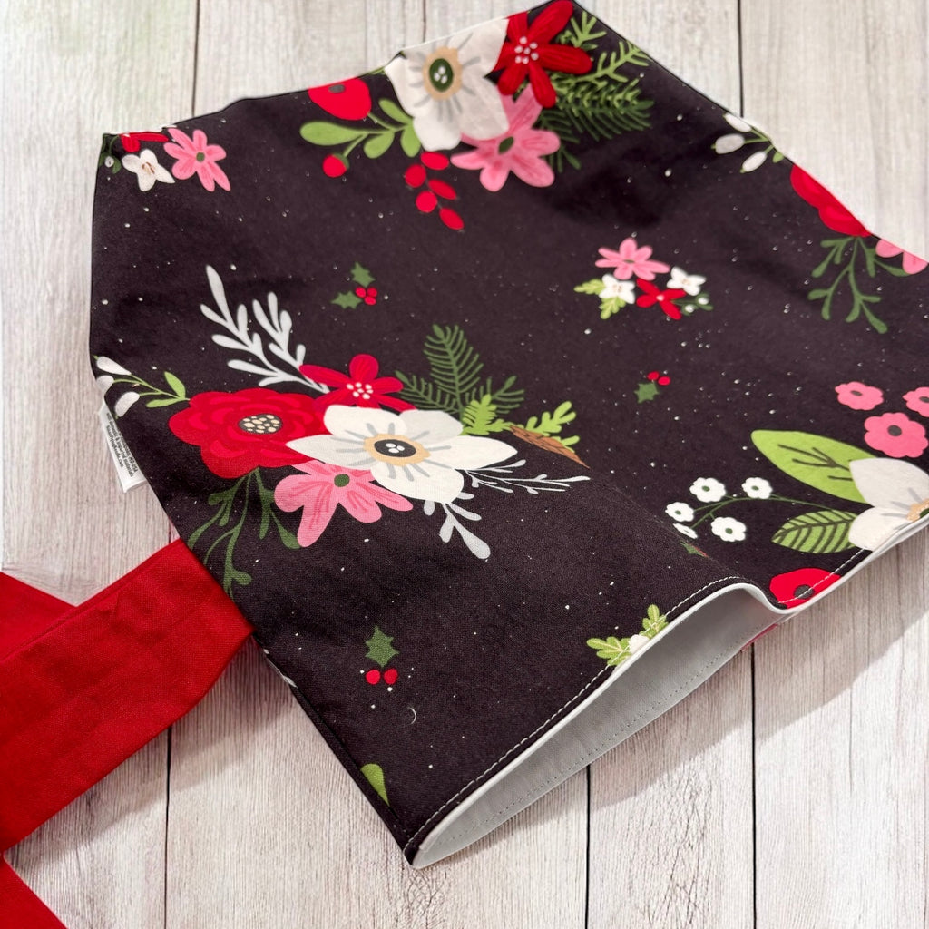 Just Right Gift Bag - Christmas Flowers on Black