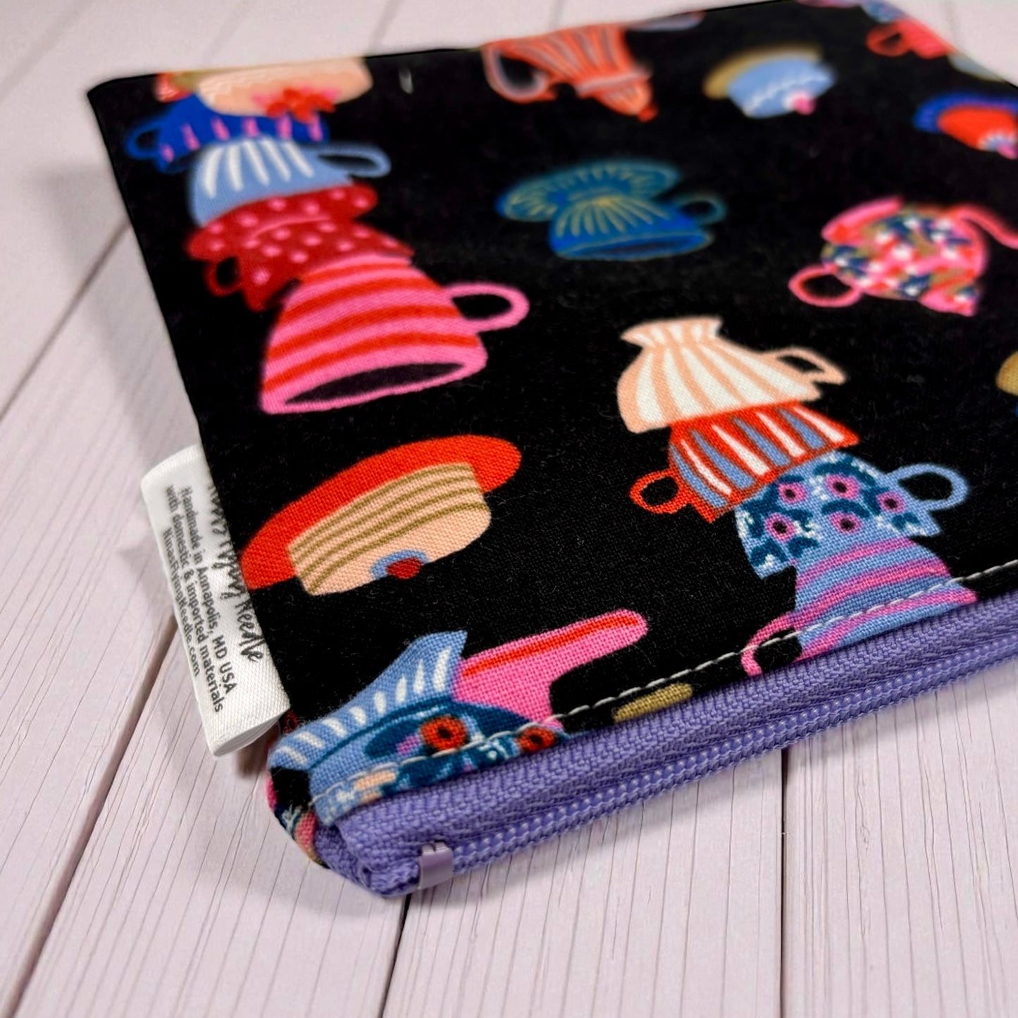 Toddler Sized Reusable Zippered Bag Tea Cups