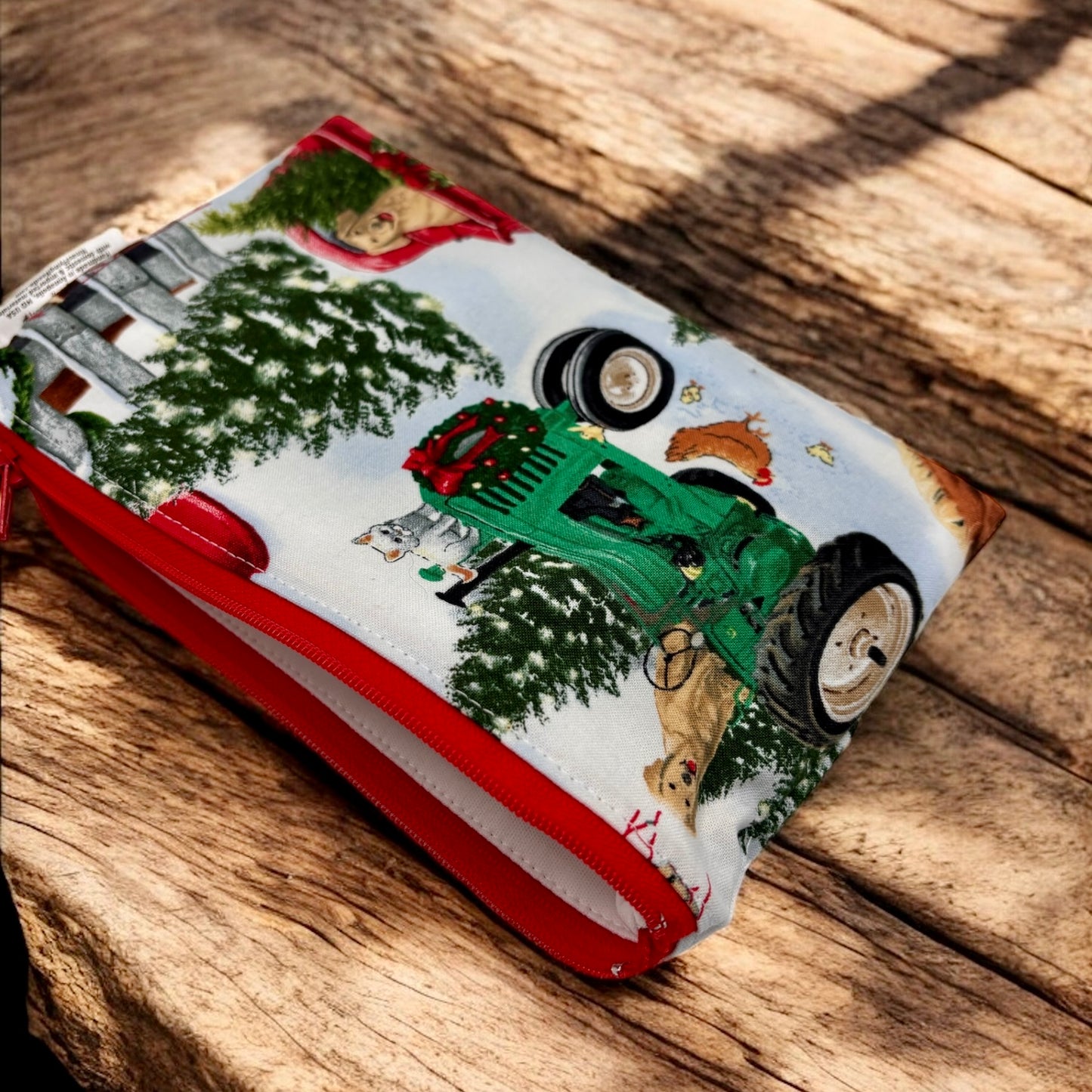 Snack Sized Reusable Zippered Bag Barn Christmas