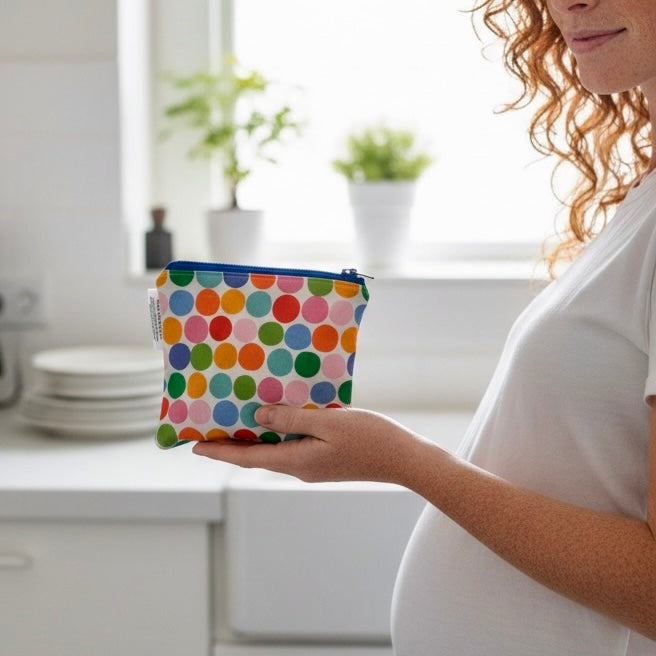 Toddler Sized Reusable Zippered Bag Dots Colorful