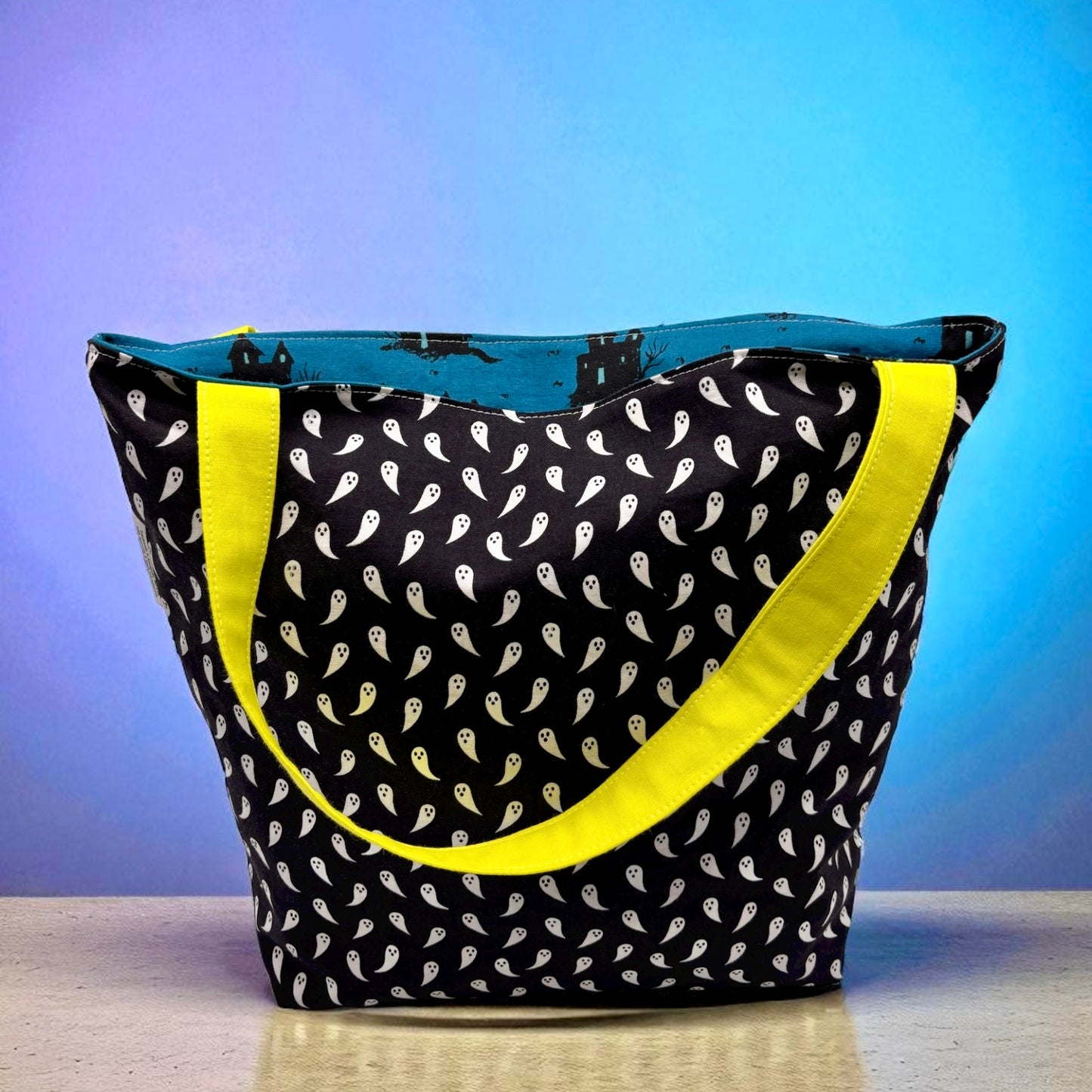 Children's Library Sized Reversible Tote Ghosts and Haunted Houses