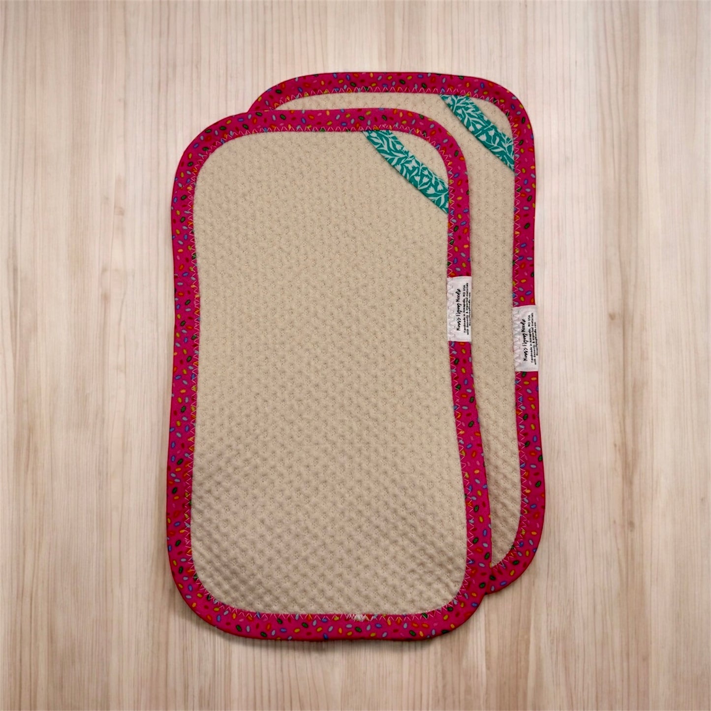 Set of 2 Reusable STANDARD Paper Towels - Confetti on Pink