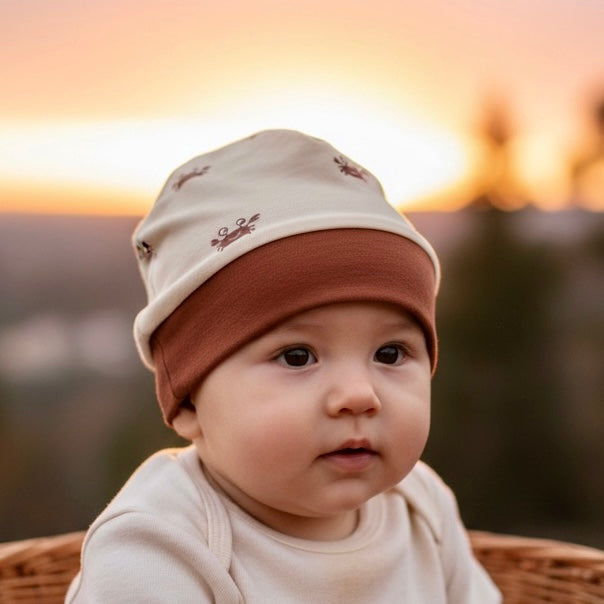 Beanie Hat in Baby: Crabs with Solid Brim