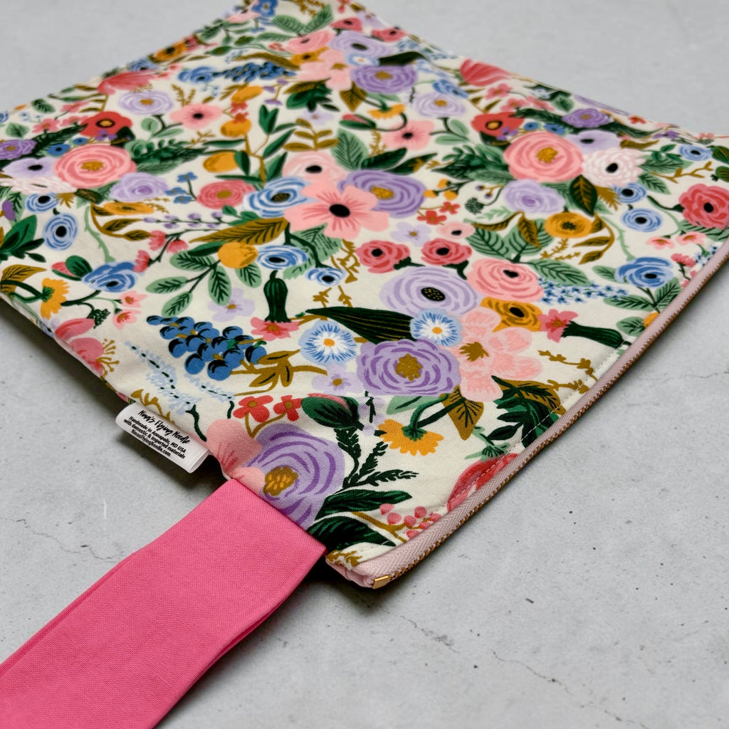Large Wet Bag with Handle Pastel Rifle Paper Floral and Metal Zipper