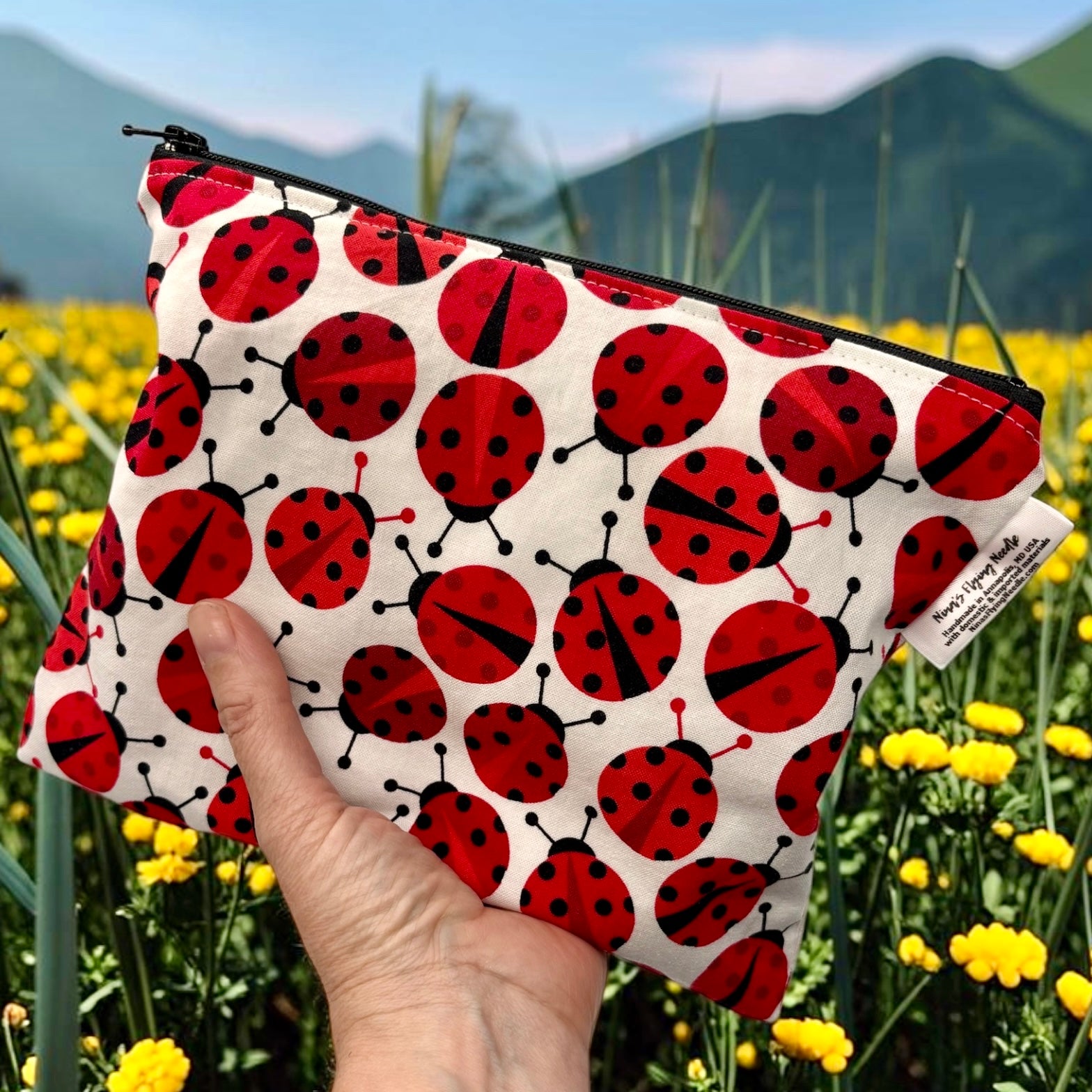 Sandwich Sized Reusable Zippered Bag Ladybugs