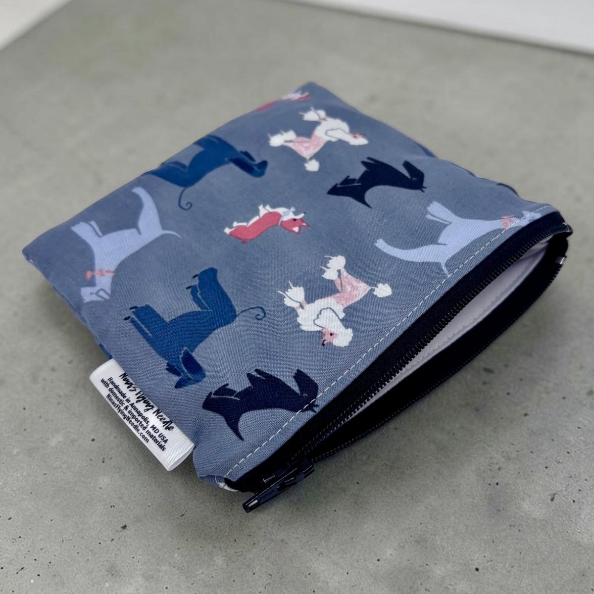 Toddler Sized Reusable Zippered Bag Dogs on Gray