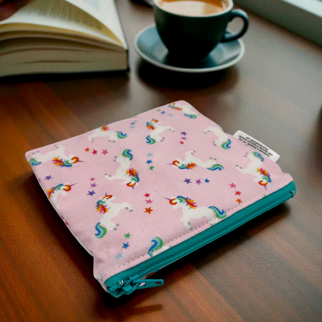 Toddler Sized Reusable Zippered Bag Unicorns