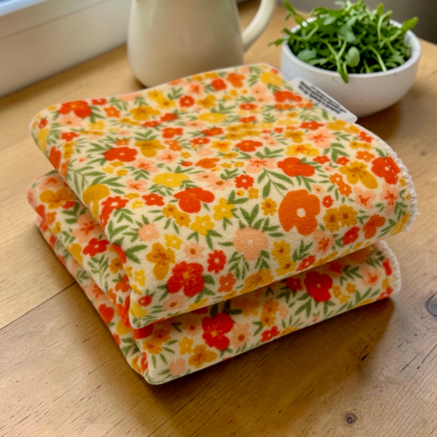 Wash Cloth - Regular - Florals on Yellow