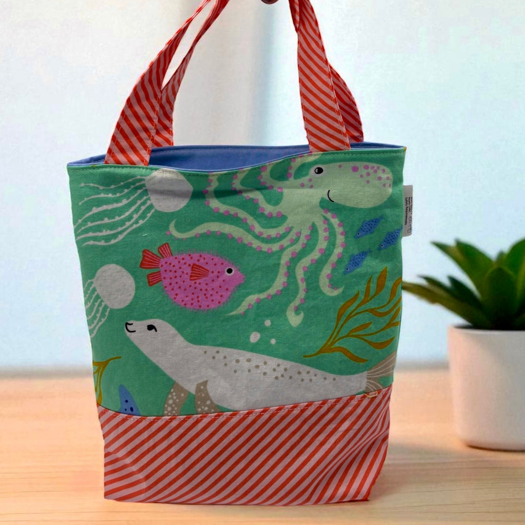 Toddler Sized Reversible Tote Ocean Animals