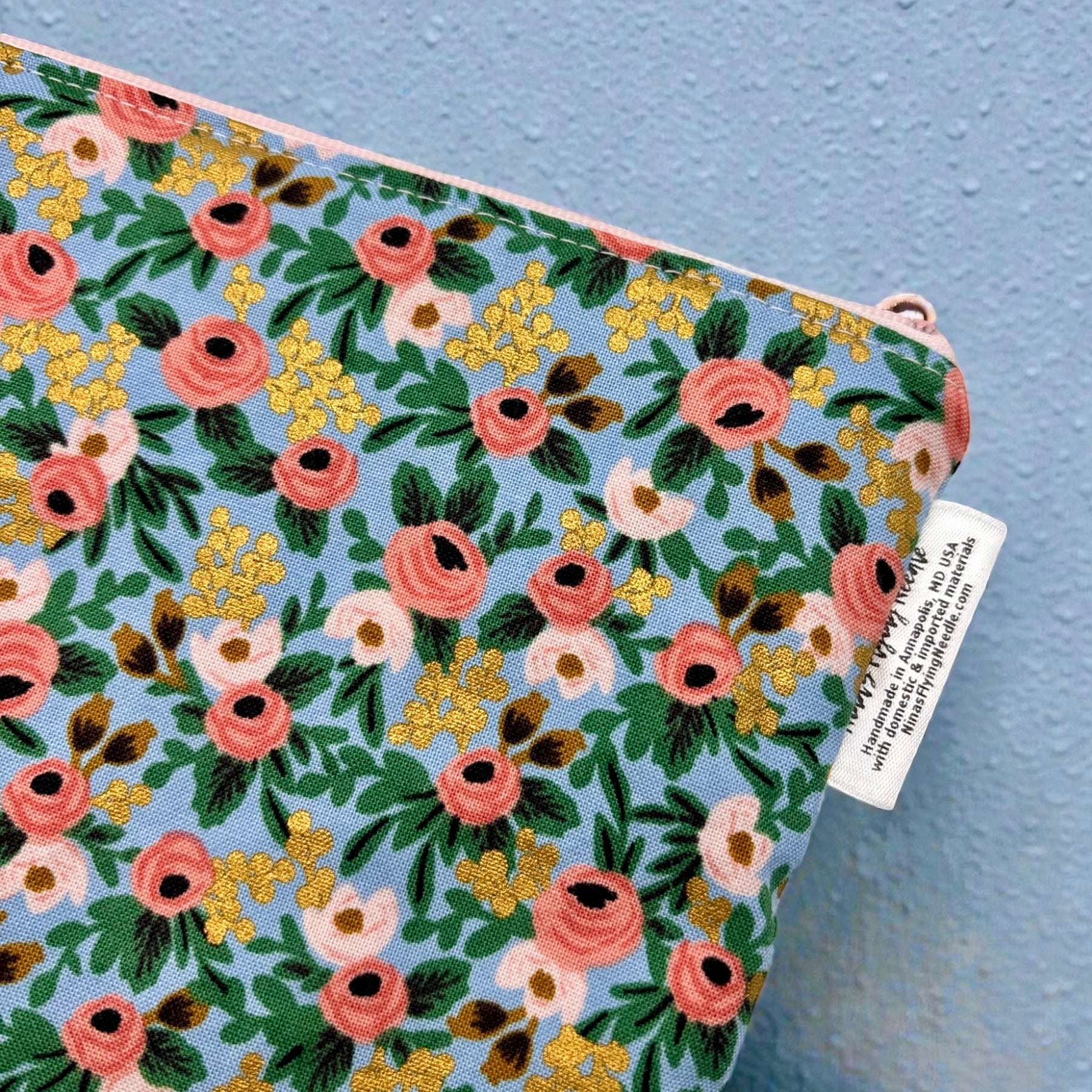 Snack Sized Reusable Zippered Bag Floral with Gold Accents